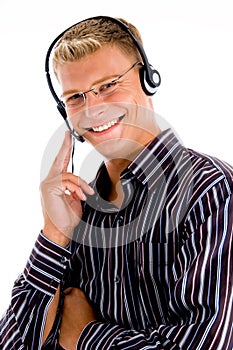 Male busy with friendly communication