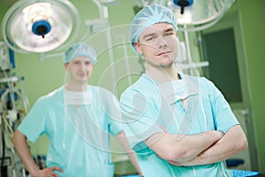 Male cardiac surgeon at child cardiosurgery operating room