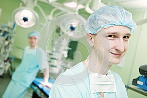 Male cardiac surgeon at child cardiosurgery operating room