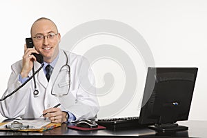 Male Caucasian doctor.