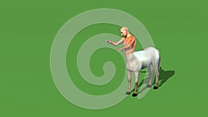 male centaur half horse half man isolated on green screen