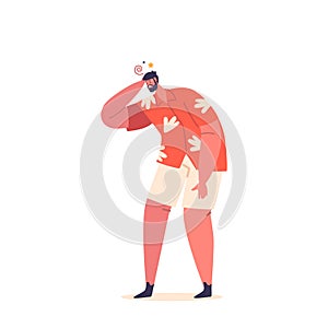 Male Character Experiencing Dizziness, Man Feels A Spinning Sensation Or Lightheadedness, Vector Illustration photo