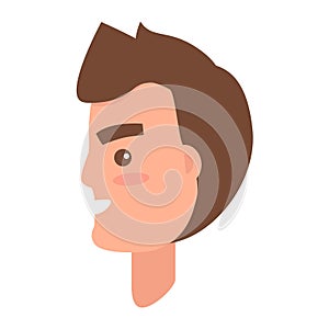 Male Character Face from Sideview Illustration