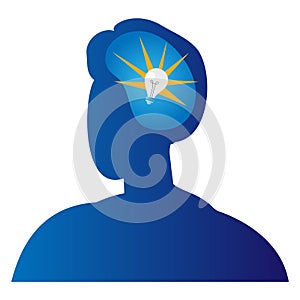 Male character head silhouette, brainstorming creative idea, new artistic thought cartoon vector illustration, isolated