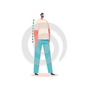 Male Character Right Standing Position Isolated on White Background, Man Stand in Correct Posture with Straight Spine