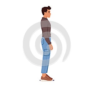 Male Character Stands Tall With Shoulders Back, Chest Out, And Chin Parallel To The Ground. Proper Posture