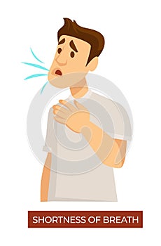 Shortness of breath, man with symptoms of coronavirus photo