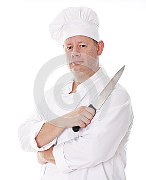 Male chef holding a knife