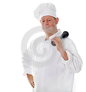 Male chef with pepper grinder