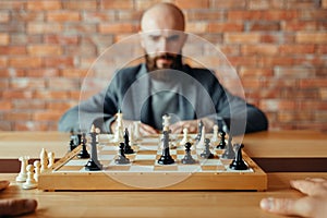 Male chess player, thinking process