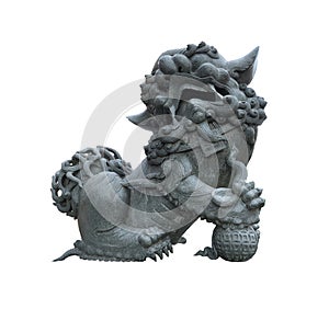 Male chinese stone lion statue