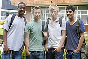 Male college friends on campus