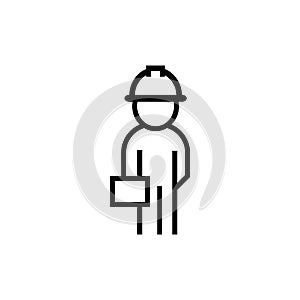 Male construction engineer with a briefcase icon. Vector EPS 10