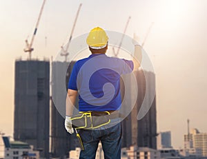 Male Construction foreman supervisor or worker with Protection Equipment