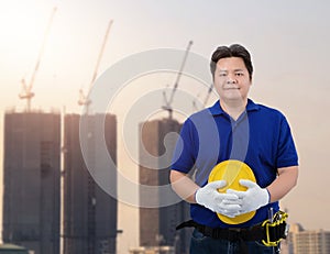 Male Construction foreman supervisor or worker with Protection Equipment