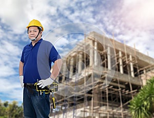 Male Construction foreman supervisor or worker with Protection Equipment