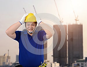 Male Construction foreman supervisor or worker with Protection Equipment