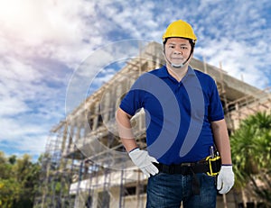 Male Construction foreman supervisor or worker with Protection Equipment