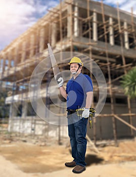 Male Construction foreman supervisor or worker with Protection Equipment