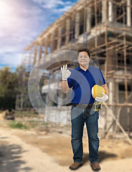 Male Construction foreman supervisor or worker with Protection Equipment