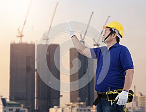 Male Construction foreman supervisor or worker with Protection Equipment