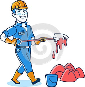 Male Construction Worker Cartoon Logo Icon