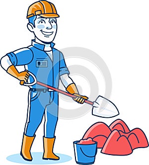 Male Construction Worker Cartoon Logo Icon