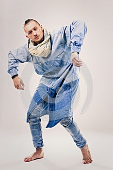 Male contemporary hip hop dancer in denim