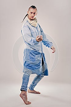 Male contemporary hip hop dancer in denim