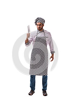 The male cook isolated on the white background