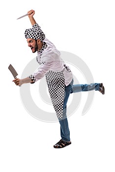 The male cook isolated on the white background