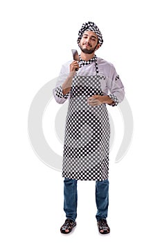 The male cook isolated on the white background