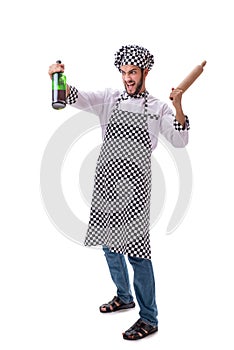 The male cook isolated on the white background