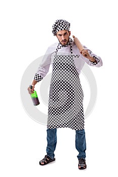 The male cook isolated on the white background