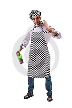 The male cook isolated on the white background