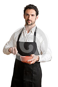 Male Cooker With Apron Smiling