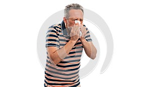 Male covering nose and mouth as sneezing flu covid19  concept