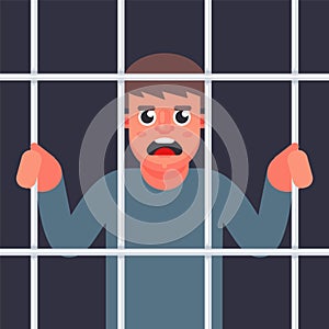 Male criminal behind bars