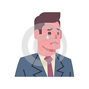 Male Crying Upset Emotion Icon Isolated Avatar Man Facial Expression Concept Face