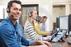 Male Customer Service Agent In Call Centre