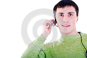 Male customer service operator.