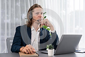 Male customer service operator or telesales agent portrait. Entity