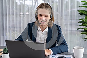Male customer service operator or telesales agent portrait. Entity