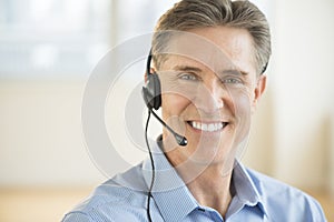 Male Customer Service Representative Wearing Headset