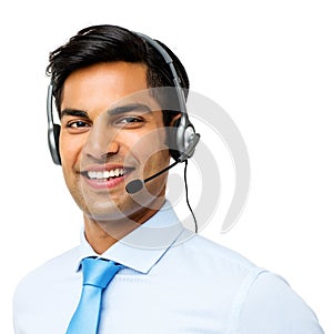 Male Customer Service Representative Wearing Headset
