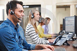 Male Customer Services Agent In Call Centre