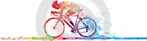Male cyclists road racer, ebike rides or mountain biker shown in a contemporary athletic abstract design photo