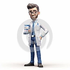 Smilecore Doctor Character Holding Container - 3d Render photo