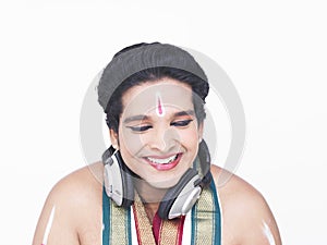 Male dancer with headphones