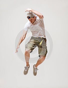 Male dancer jumping in the air